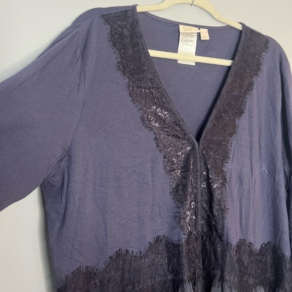 LOGO Lavish Lace Duster Cardigan Dress Robe Cotton/Modal XL - Picture 4 of 8